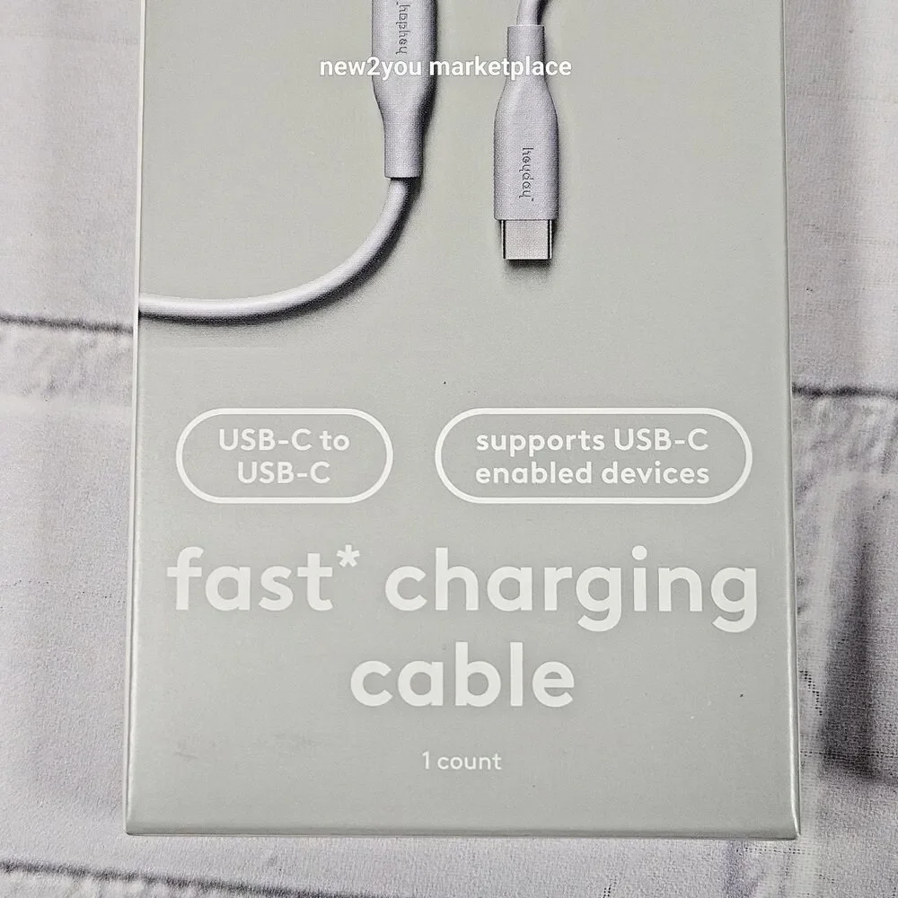 2 lot Heyday 3 FT Fast Charging Cable Iphone/ Ipad-Samsung USB-C To USB-C, Gray